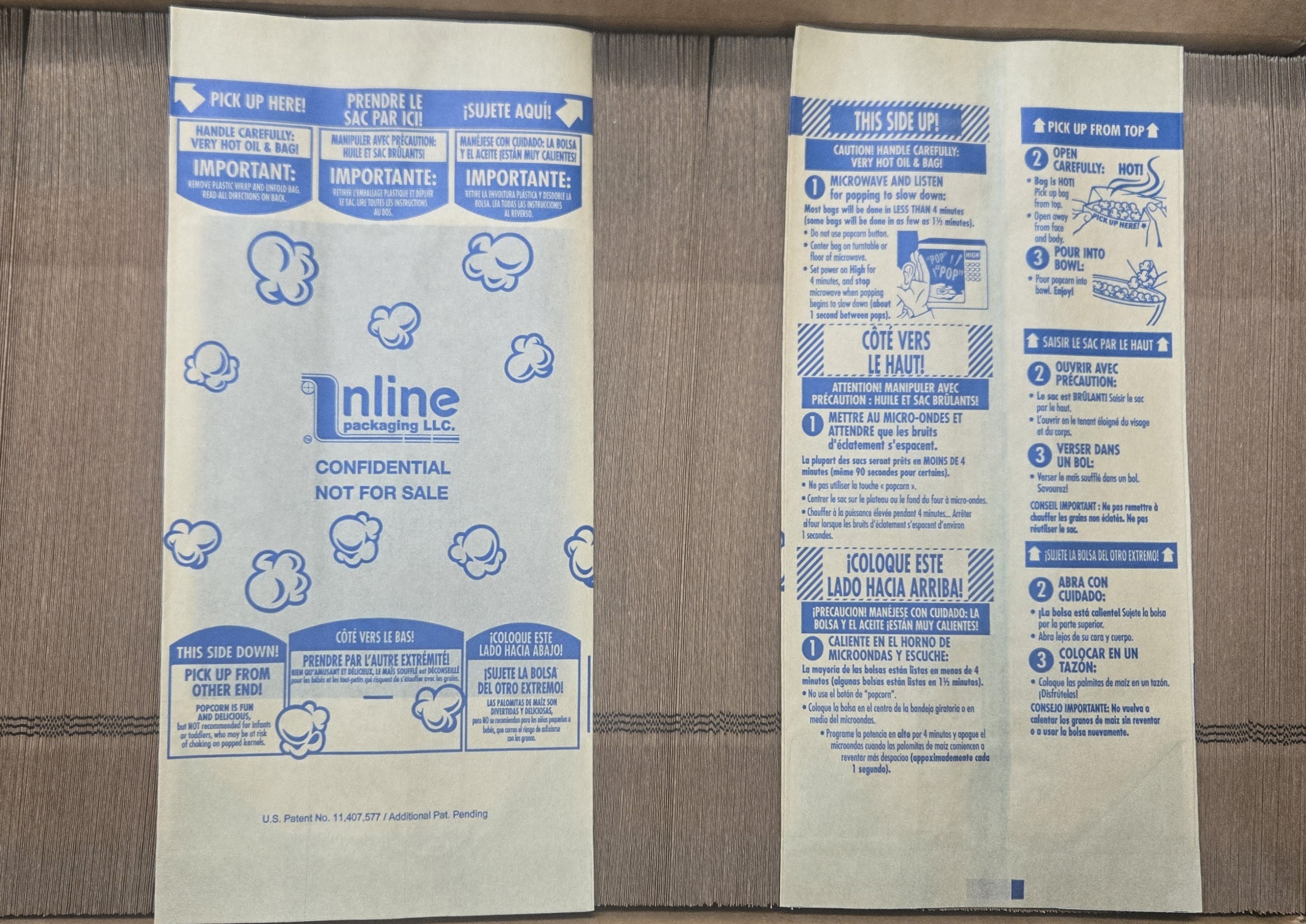 Pre-made microwave popcorn bag